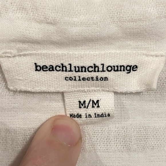 Beachlunchlounge Women's Button Front Shirt Medium White Gingham Cotton Modest - Picture 11 of 16